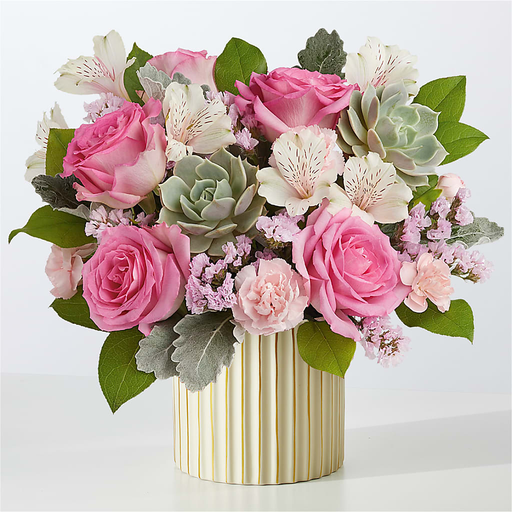 Dusty Rose Bouquet with Ivory Vase – SOBEY'S, Mississauga ON