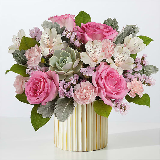 Dusty Rose Bouquet with Ivory Vase – SOBEY'S, Mississauga ON
